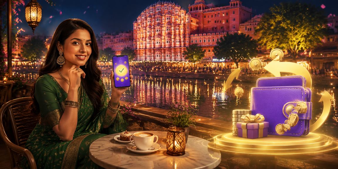 Casino players enjoying cashback bonus advertisement in Jaipur